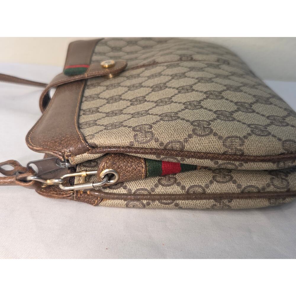Gucci GG Supreme Web Stripe Crossbody Messenger Bag Ophidia Vintage Leather Trim - Picture 7 of 15